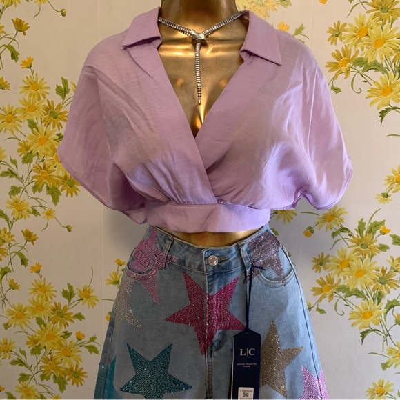 NWT Colorful star rhinestone high waist jeans size M ( 5-7 ) - Picture 7 of 15